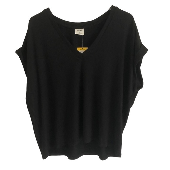Mod Ref Black Rayon V-neck Relaxed Fit Medium - Picture 1 of 8